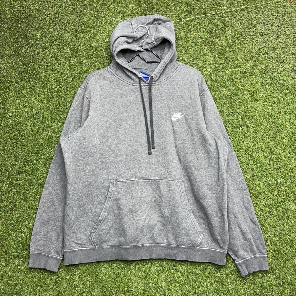Nike Hoodie Mens 2XL Fleece Club Pullover Sweatshirt Sports Swoosh y2k Grey